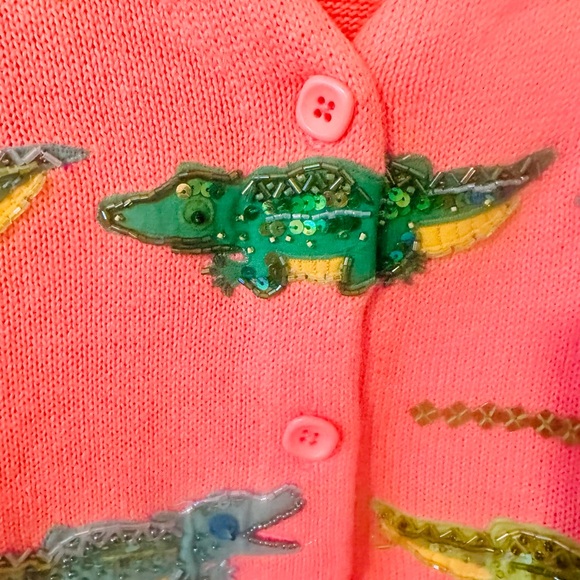 Design Options by Philip and Jane Gordon Pink Crocodile Embellished Cardigan - Picture 5 of 7